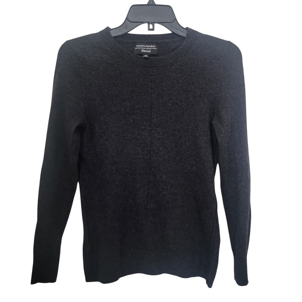 Banana Republic Cashmere Merino Wool Classic Crewneck Grey Pullover Sweater XS